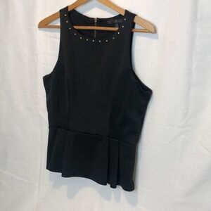 Heart Soul Jewel Neck Black Pleated Beautiful Top HEART SOUL SIZE L